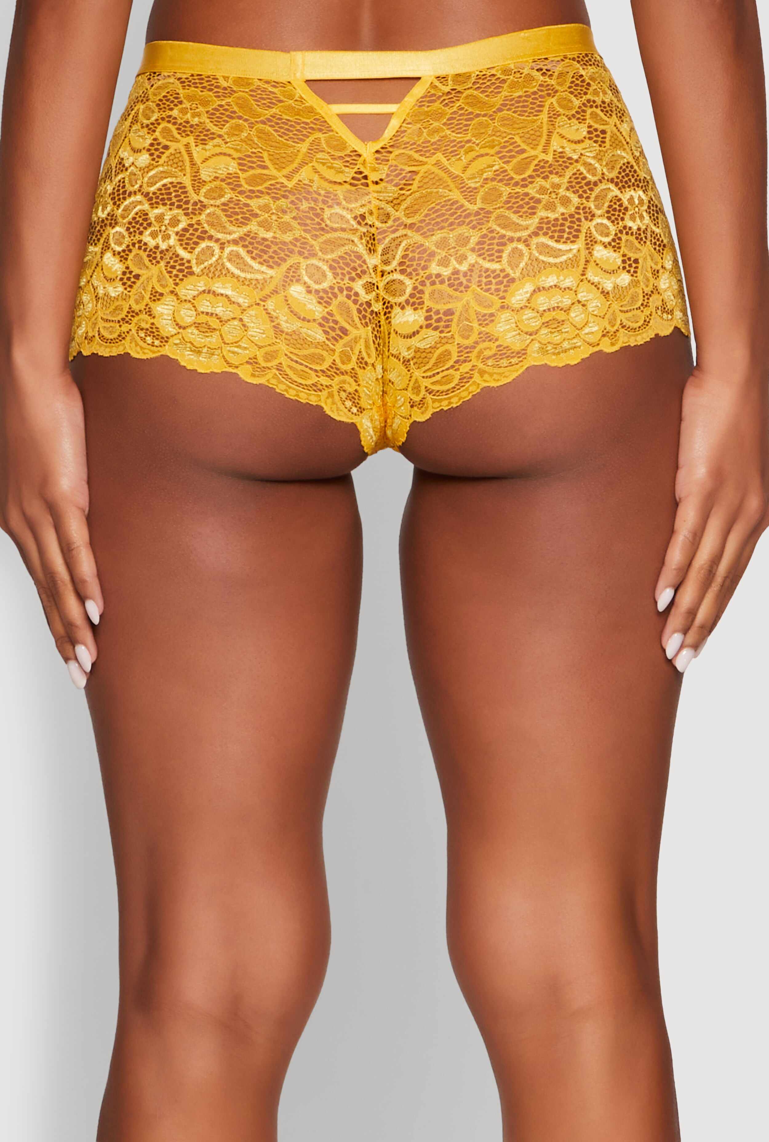 Elegant Floral Lace Caged V Back Panty