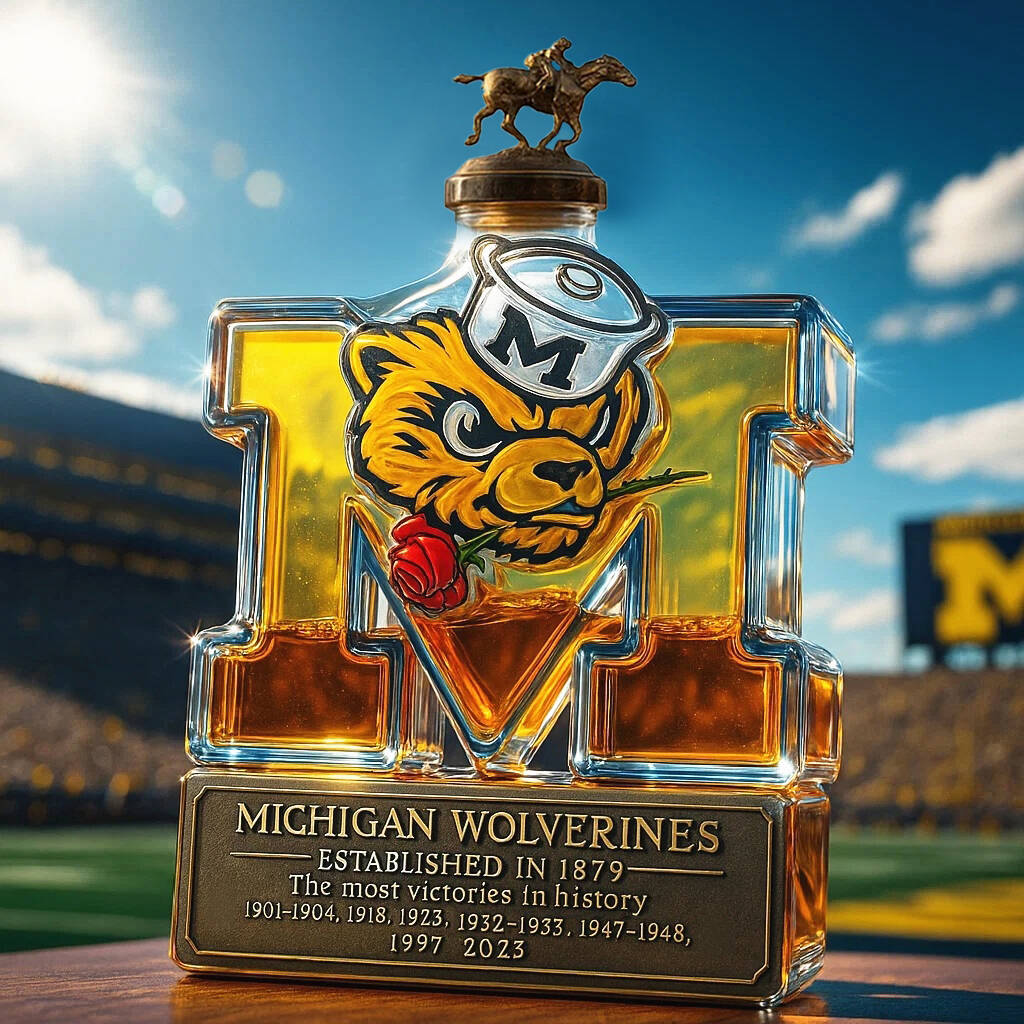 Michigan Wolverines Whiskey Bottle