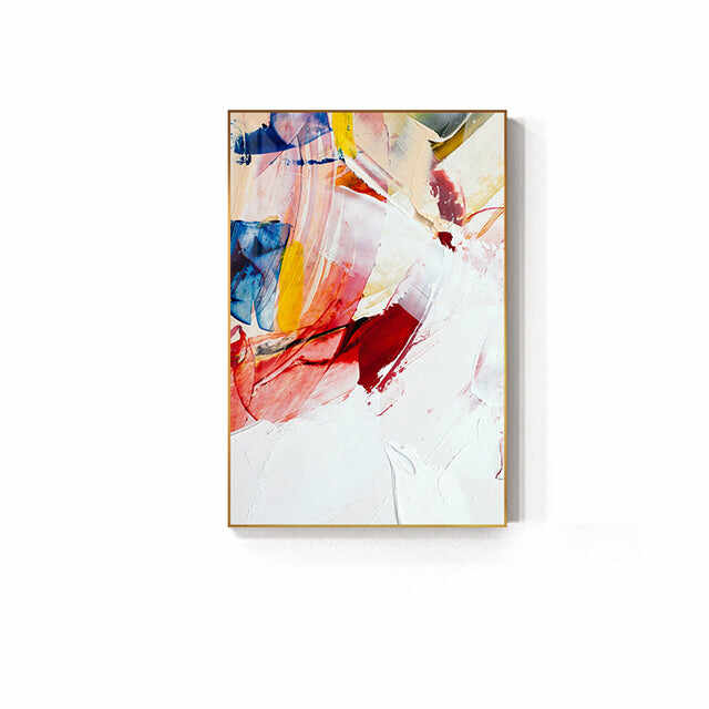 Abstract Warm Red Blue Color Canvas Wall Art