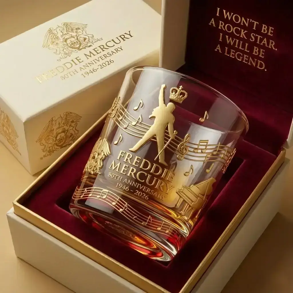 Queen 55th Anniversary Commemorative Whiskey Glass