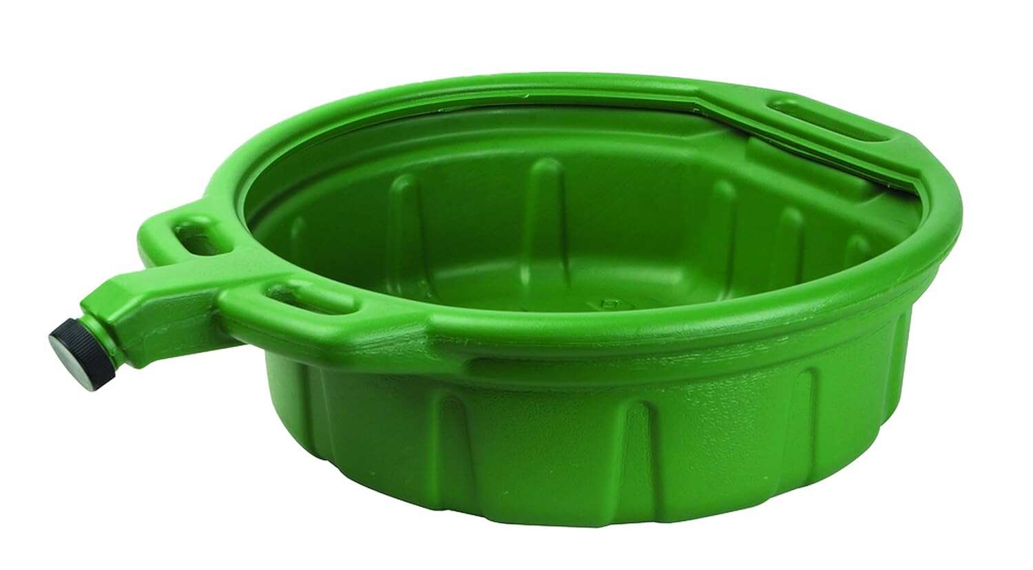 Groz Antifreeze Drain Pan, 4.25 Gallon / 16 Liter Green HDPE Coolant Catch Pan with Anti-Splash Lip, Baffles, Large Handle and Anti-Spill Spout Cap for Auto Shops and Garages (41961)
