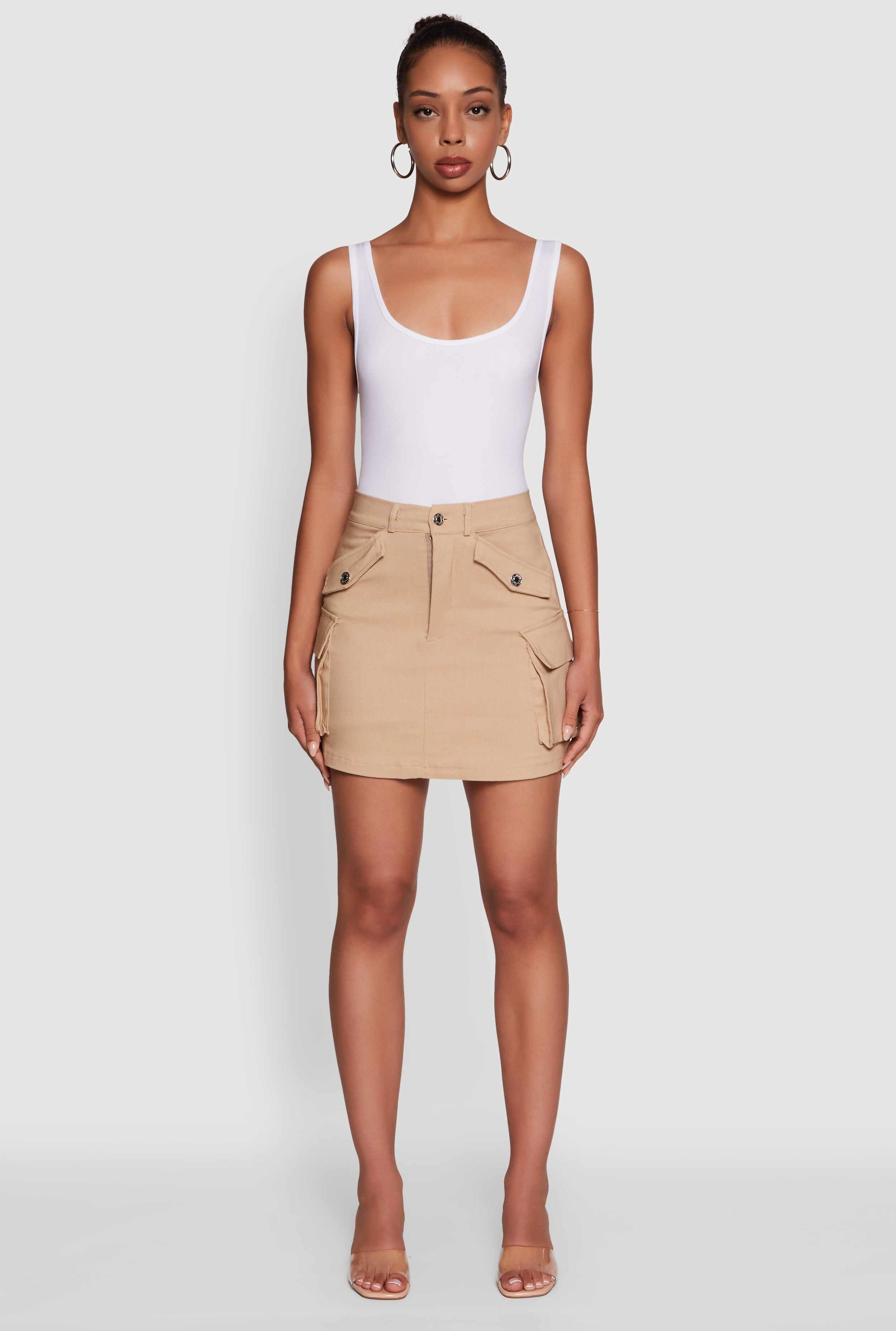Trendy Flap Detail Cargo Pocket Skirt
