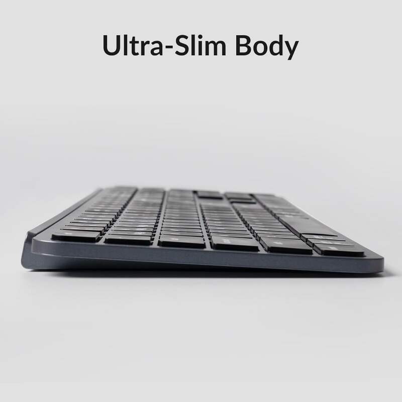 B6 Pro UltraThin Wireless Keyboard FullSize ZMK with Numeric Keypad Quiet Typing 2.4 GHz Bluetooth 5.2 Wired Connection Long Battery Life Compatible with Mac Windows Linux Space Gray