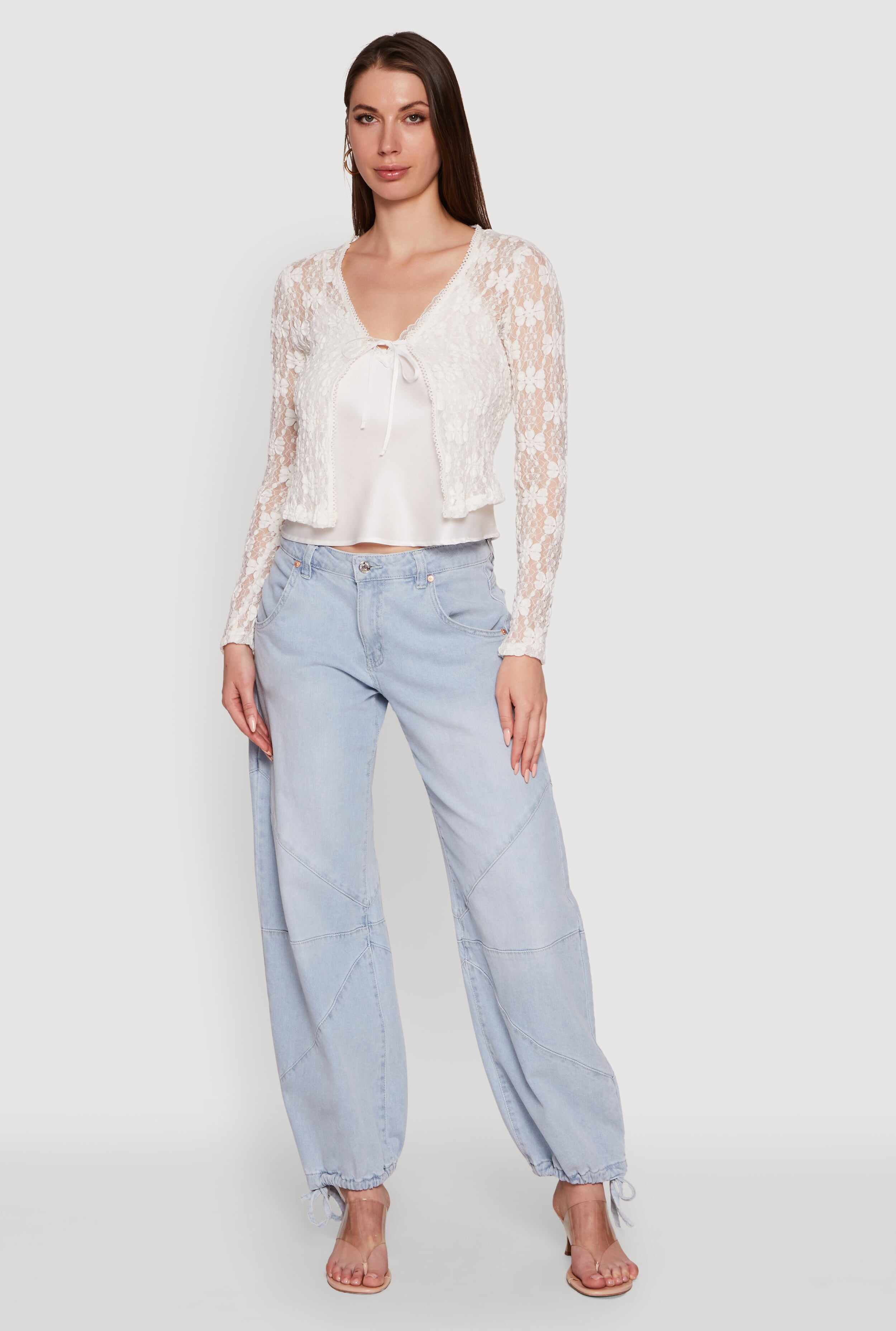 Haute Monde Floral Lace Tie Front Cardigan