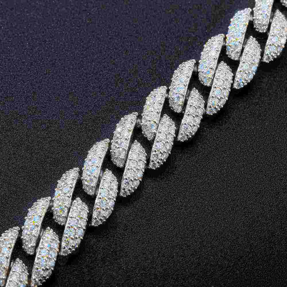 Test10mm S925 2 Row Moissanite Bubble Cuban Link Bracelet