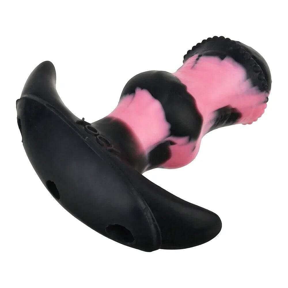 Leather Mouth Gag with Vibrating Horse Dildo