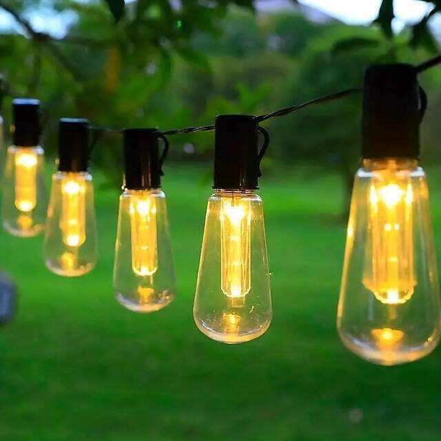 Solar Outdoor String Lights 20 Vintage Bulbs 5M 16.4FT for Camping Patio