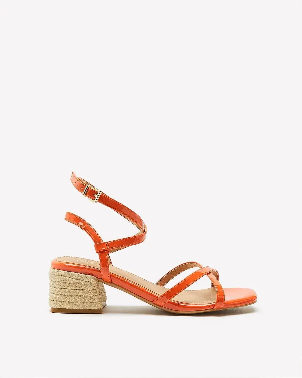 Extra Wide Width, Strappy Sandal with Raffia Block Heel
