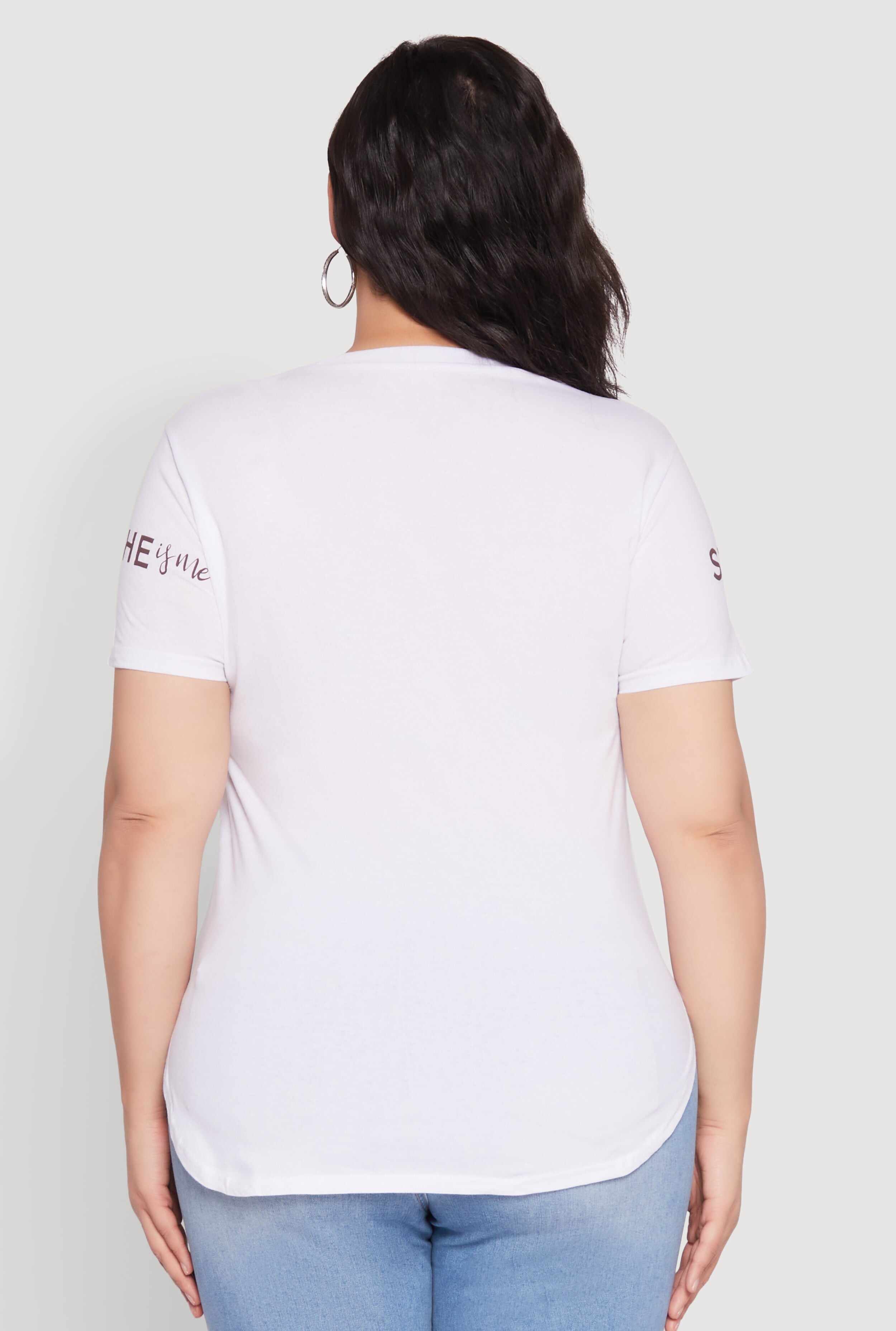 Plus Size Sequin She Is Me Graphic Tee
