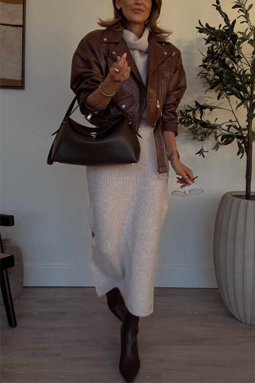 Temperament casual solid color sleeveless knitted top skirt two-piece set