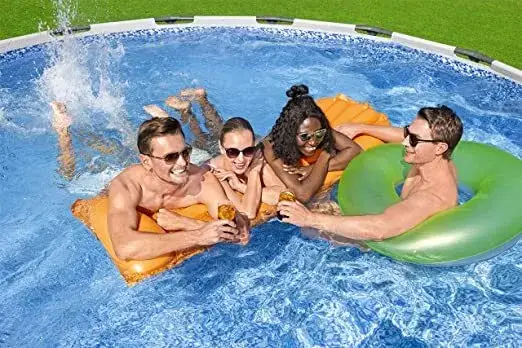 ⚡Clearance Sale⚡Round Metal Frame Above Ground Outdoor Pool Set with 1500 GPH Filter Pump, Ladder and Pool Cover