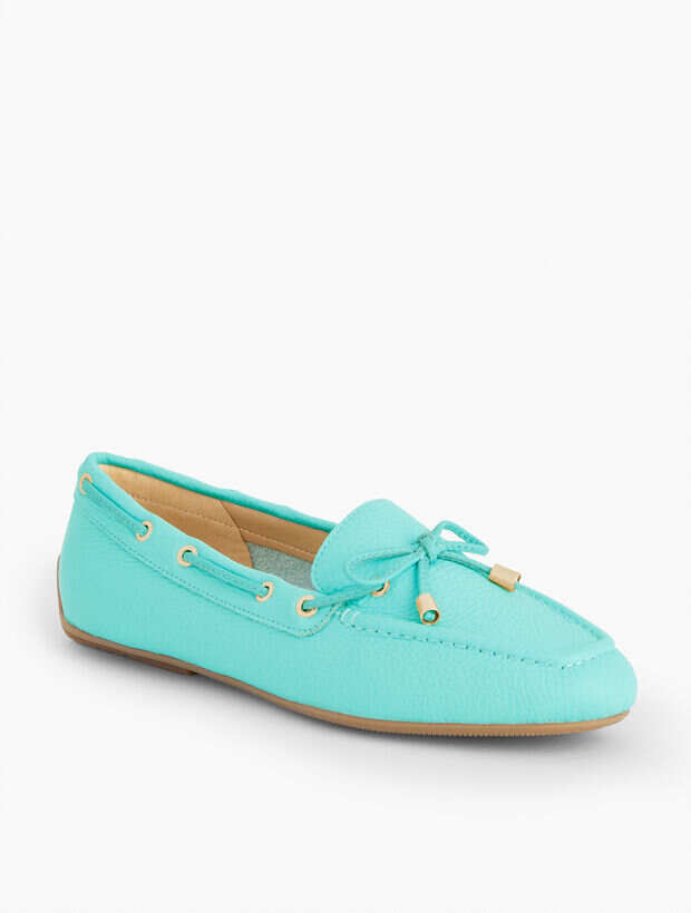 Jessie Pebbled Leather Driving Moccasins BLACK