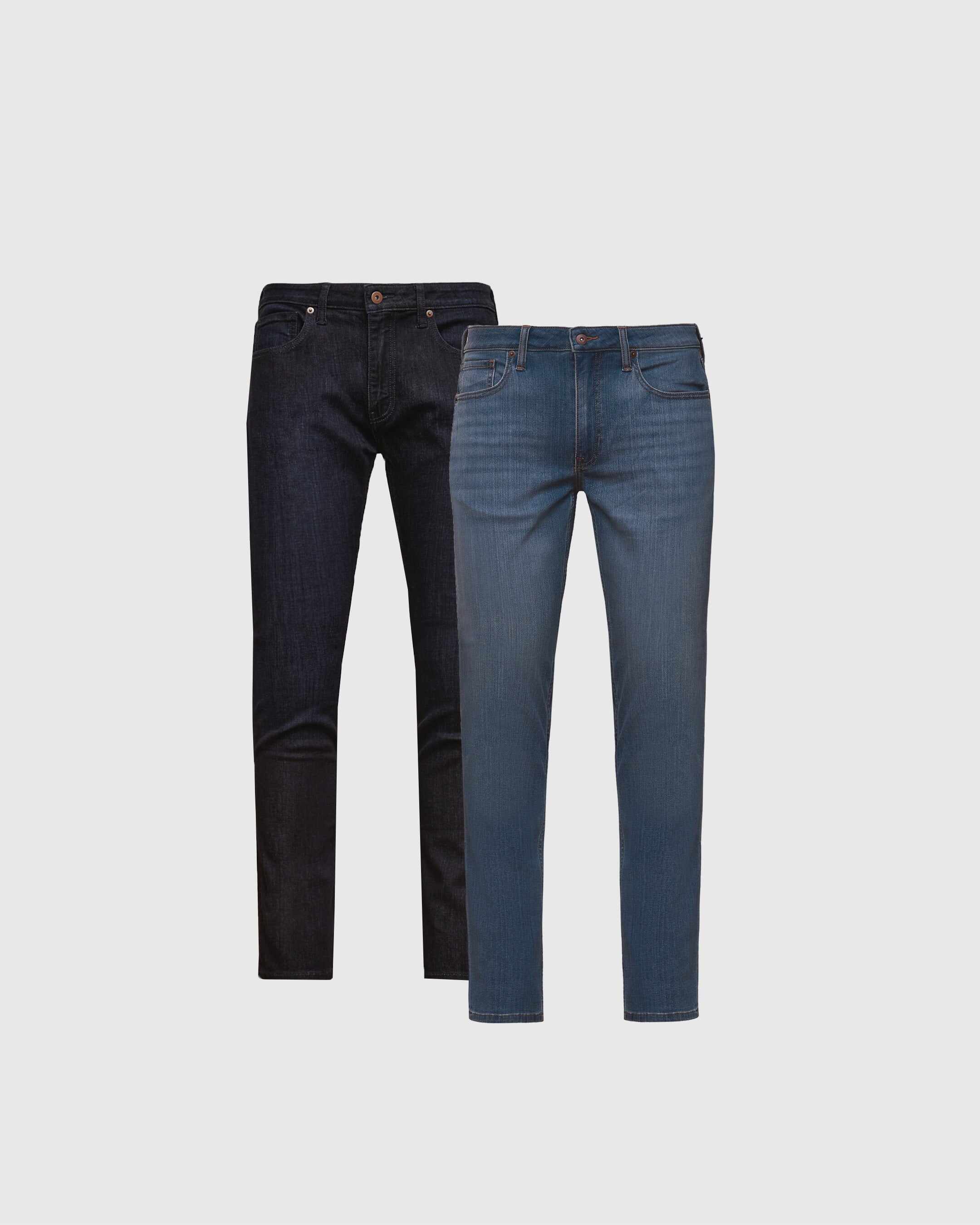 Indigo Rinse & Medium Indigo Wash Slim Authentic Denim Jeans 2-Pack