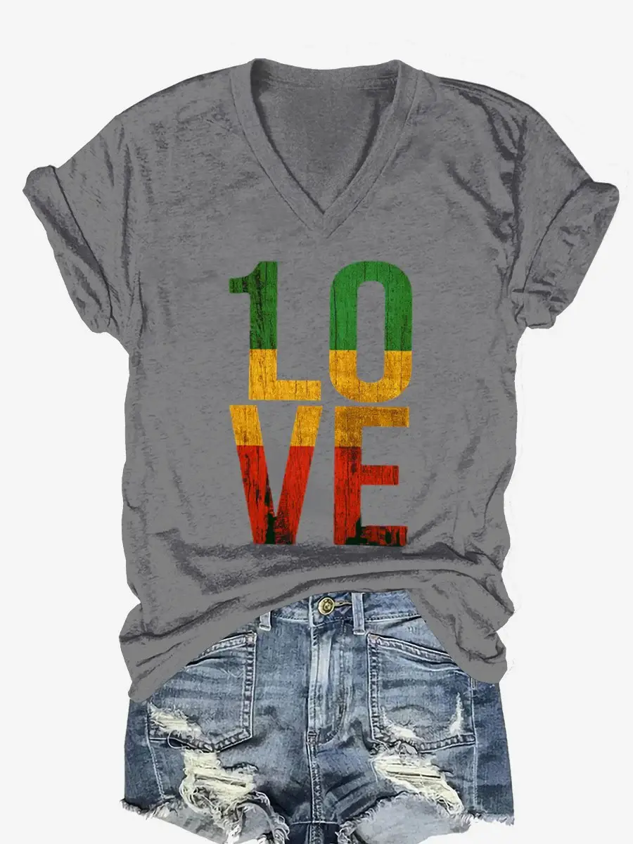 Retro Love Art Print Casual T-shirt