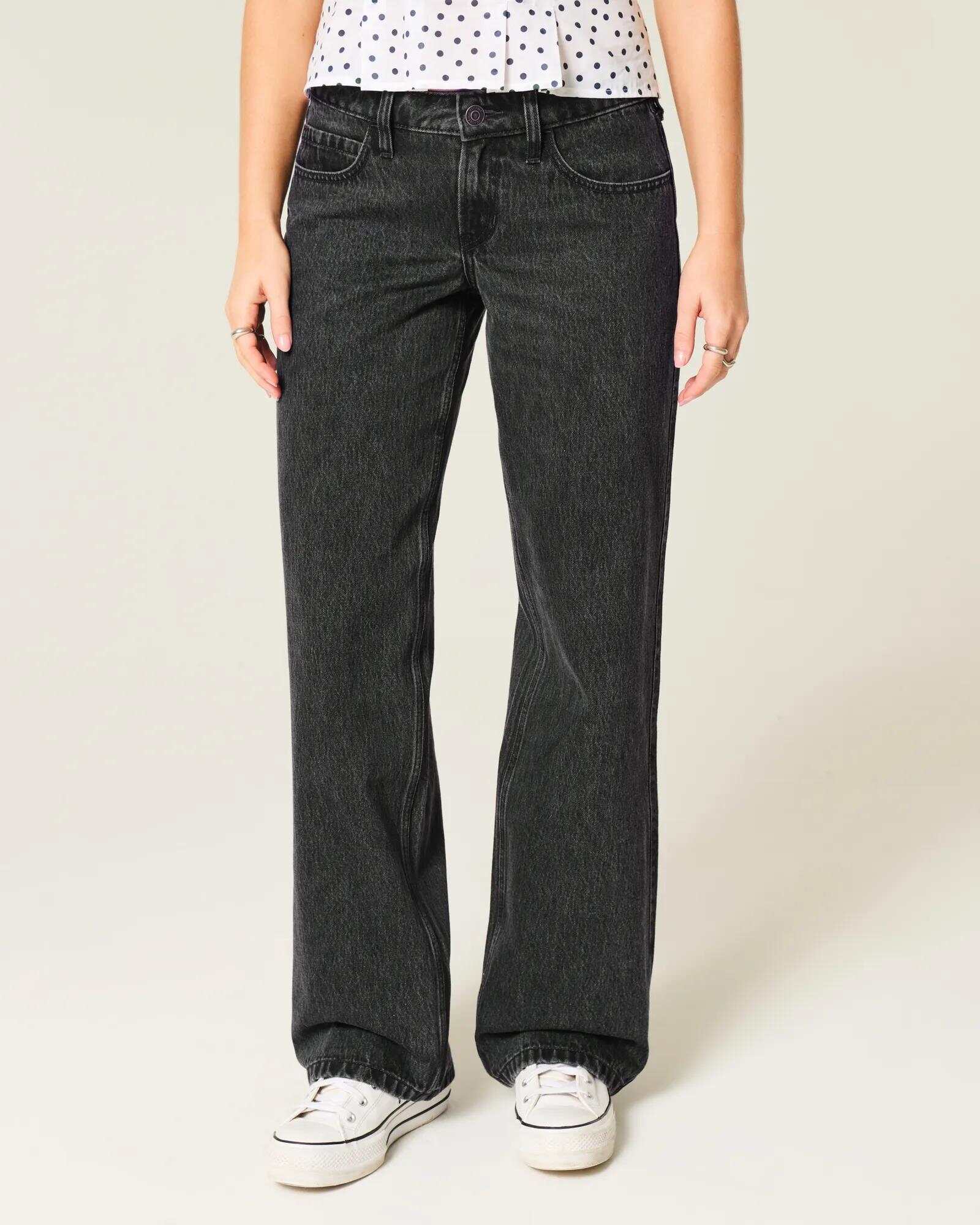 Low-Rise Dark Wash Baggy Jeans