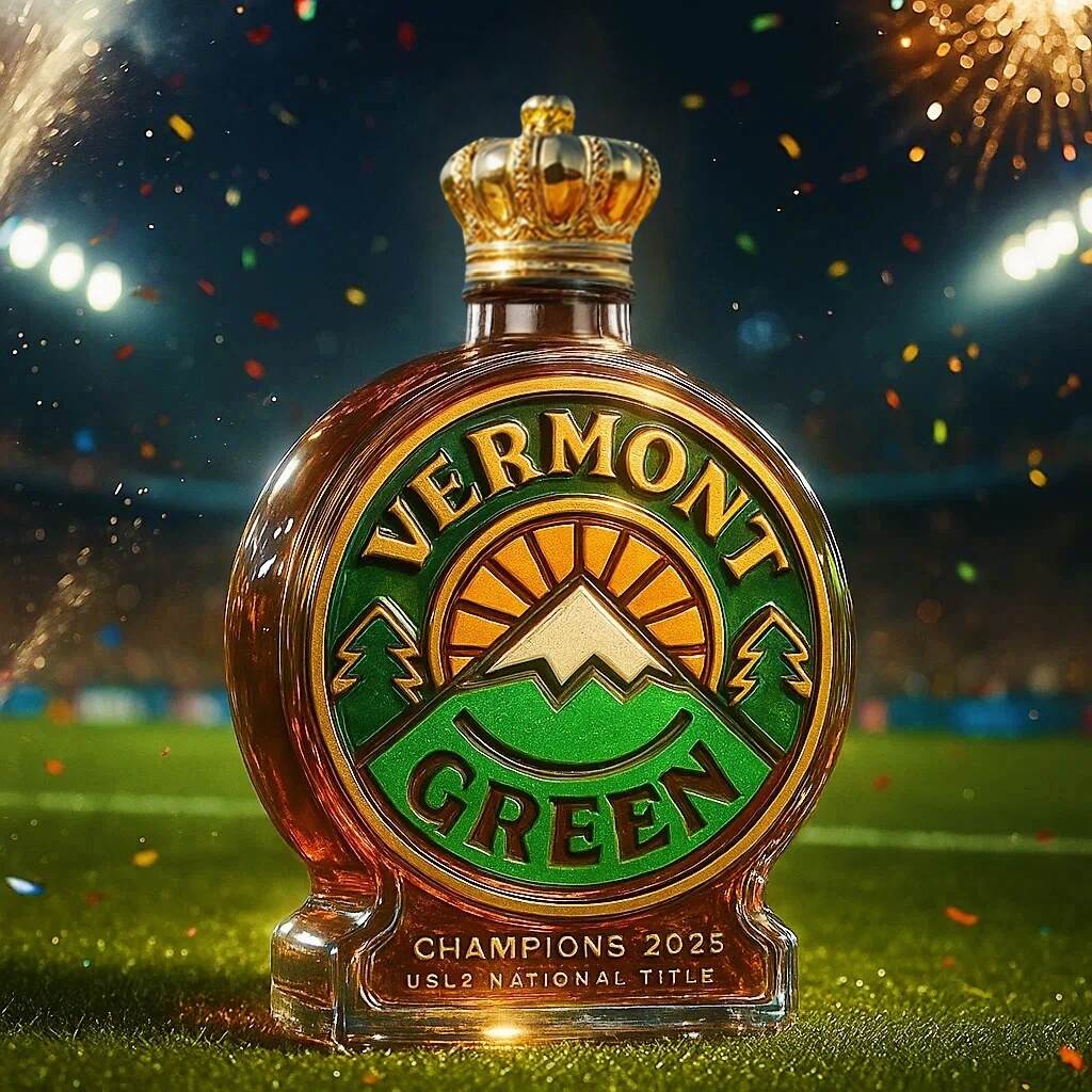 Vermont Green FC 2025 USL2 National Champion Whiskey Bottle
