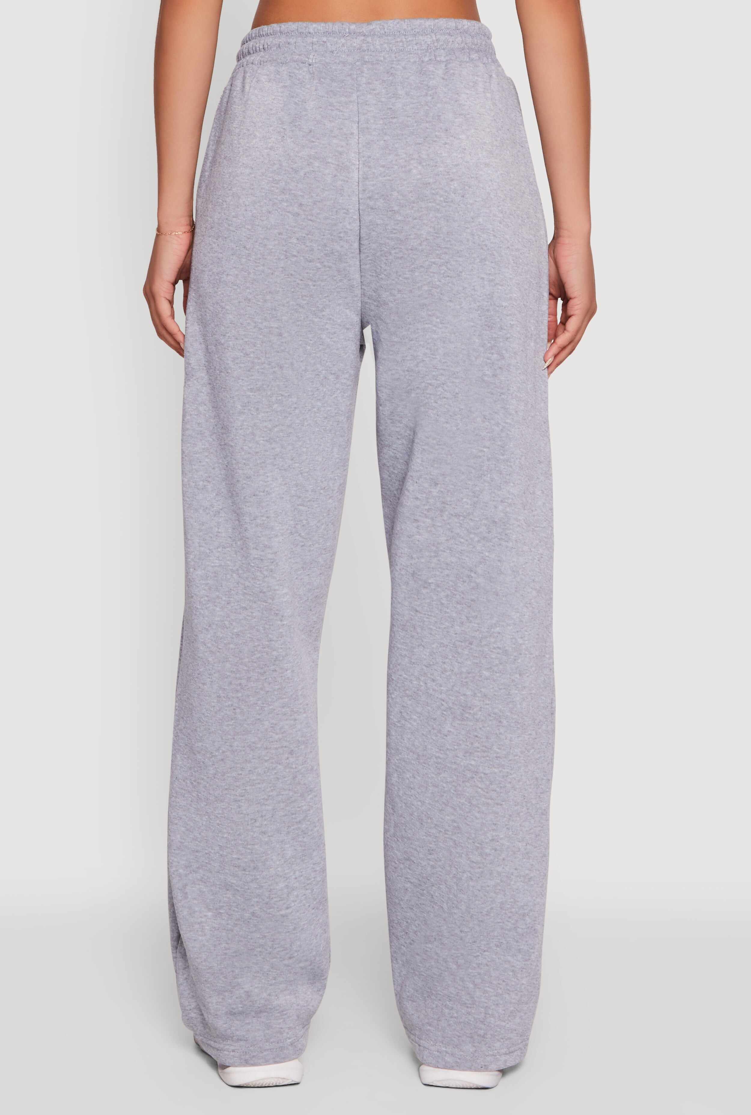 Fleece Lined Drawstring Waist Wide Leg Pants