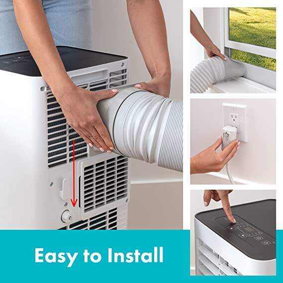 SLPAC805W.5 Portable Air Conditioner-Compact Home A/C Cooling Unit with Built-in Dehumidifier & Fan Modes, Includes Window Mount Kit, 8,000 BTU with WiFi + Drain Hose, White
