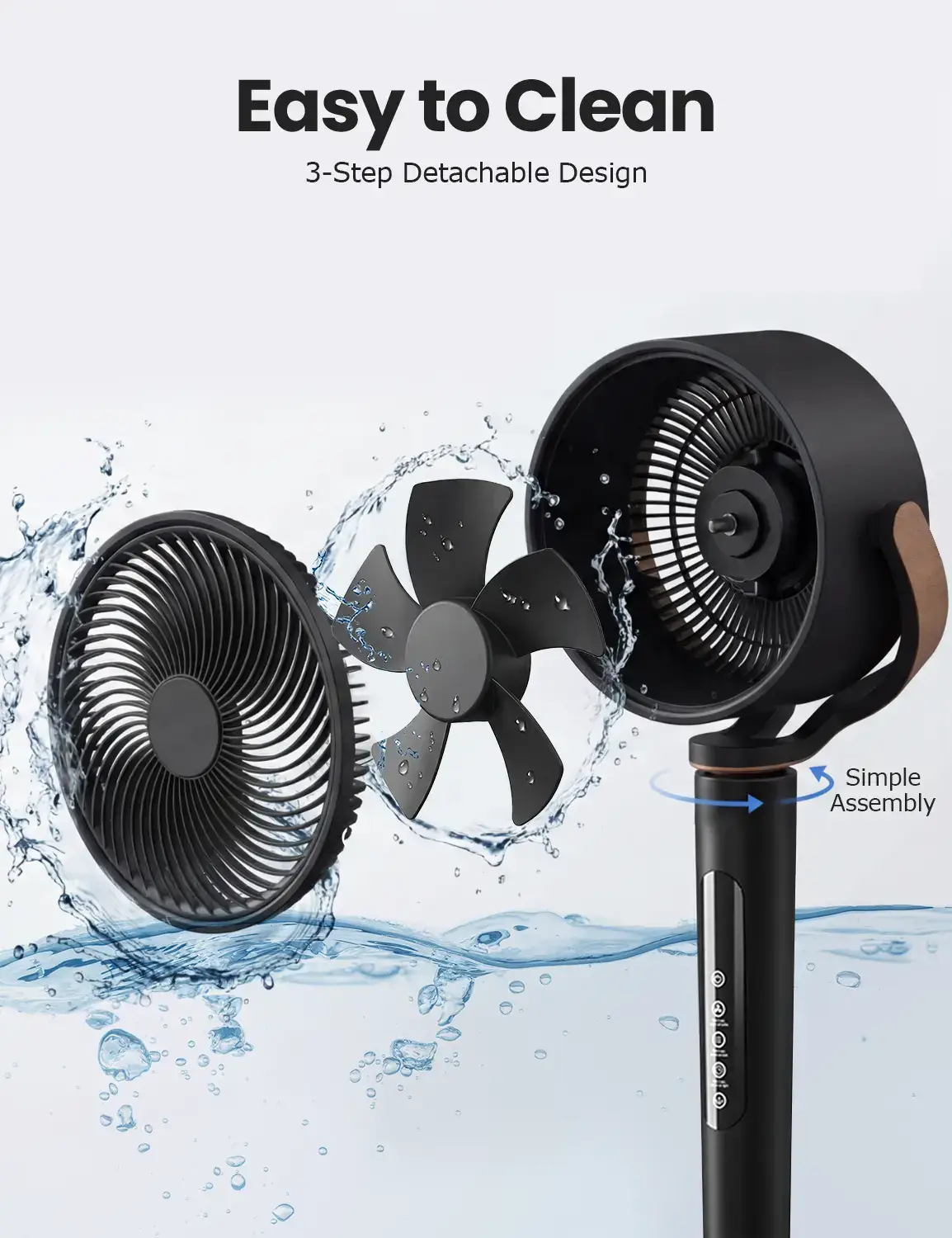 TEHANLD Fan for Bedroom, 120° Oscillating Standing Fans, Quiet Floor Fan with DC Motor, 100ft Pedestal Fans for Room, 16 Speeds, 4 modes, 20dB, 37-45