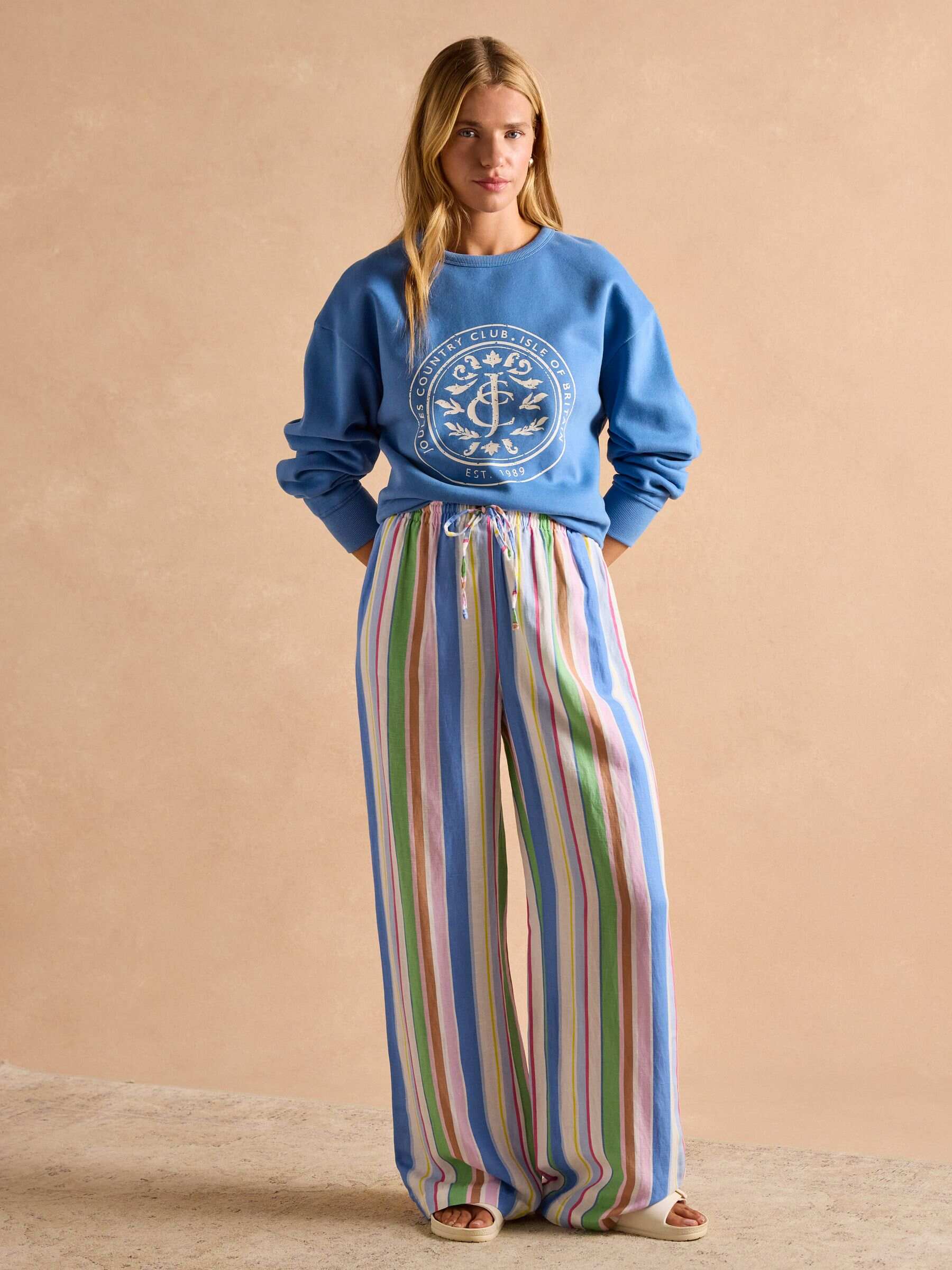 Graphic Blue Cotton Rich Crew Neck Sweatshirt