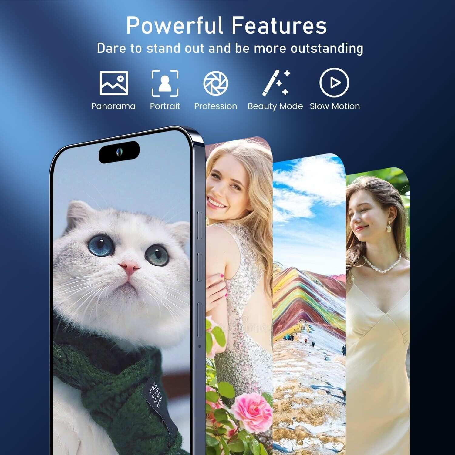 A15 Pro Max Smartphone, 6+256GB Unlocked Phone, Android 13.0, 48+108MP Zoom Camera, Long Battery Life 6800mAh, Dual SIM, 6.7“ HD Screen,5G Phone