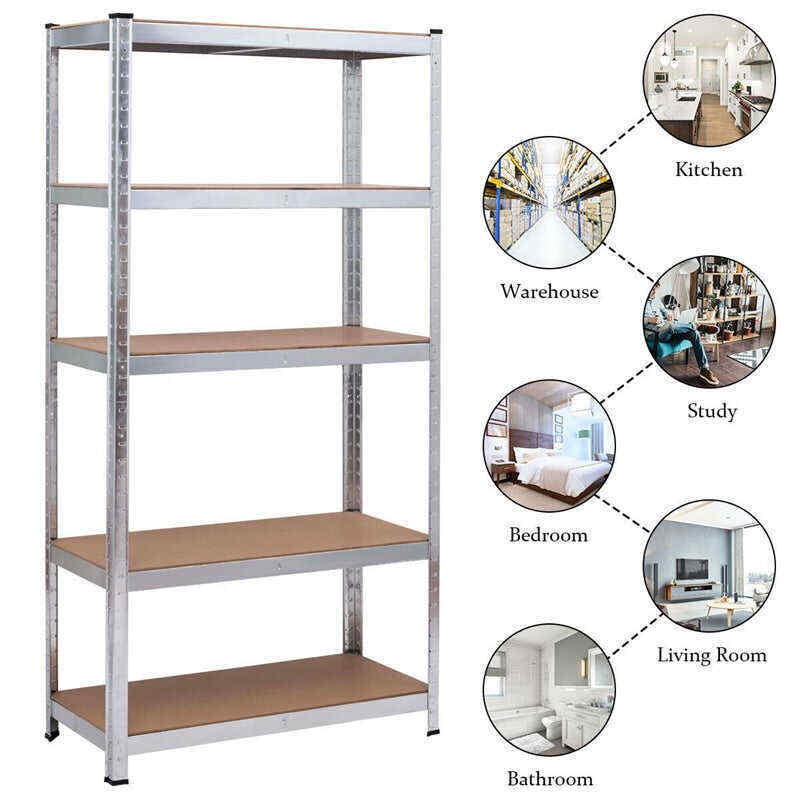 72 Inch 5-Shelf Steel Garage Storage Rack Display Stand with Adjustable Shelves