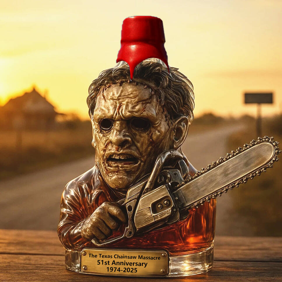 The Texas Chainsaw Massacre 51st Anniversary Whiskey bottle