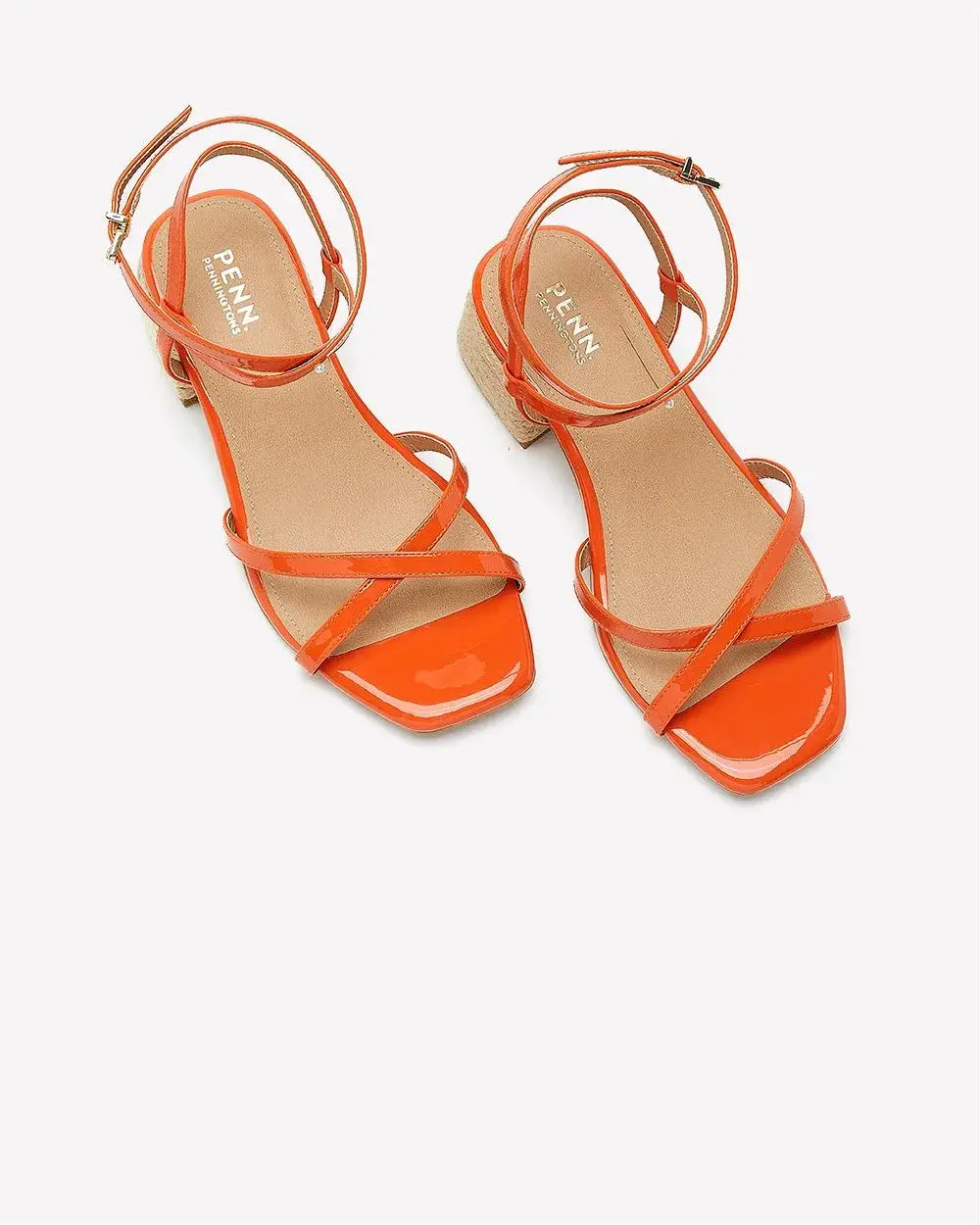 Extra Wide Width, Strappy Sandal with Raffia Block Heel