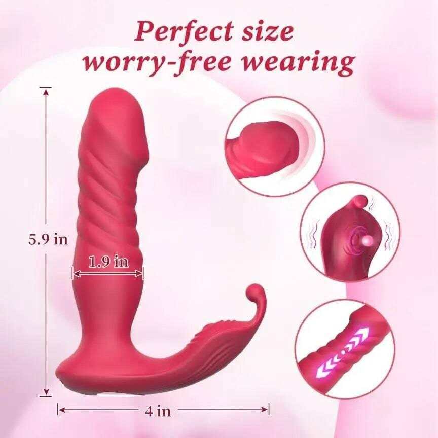 Wearable Tongue Licking G-Spot Vibrator – Remote Control Thrusting Dildo