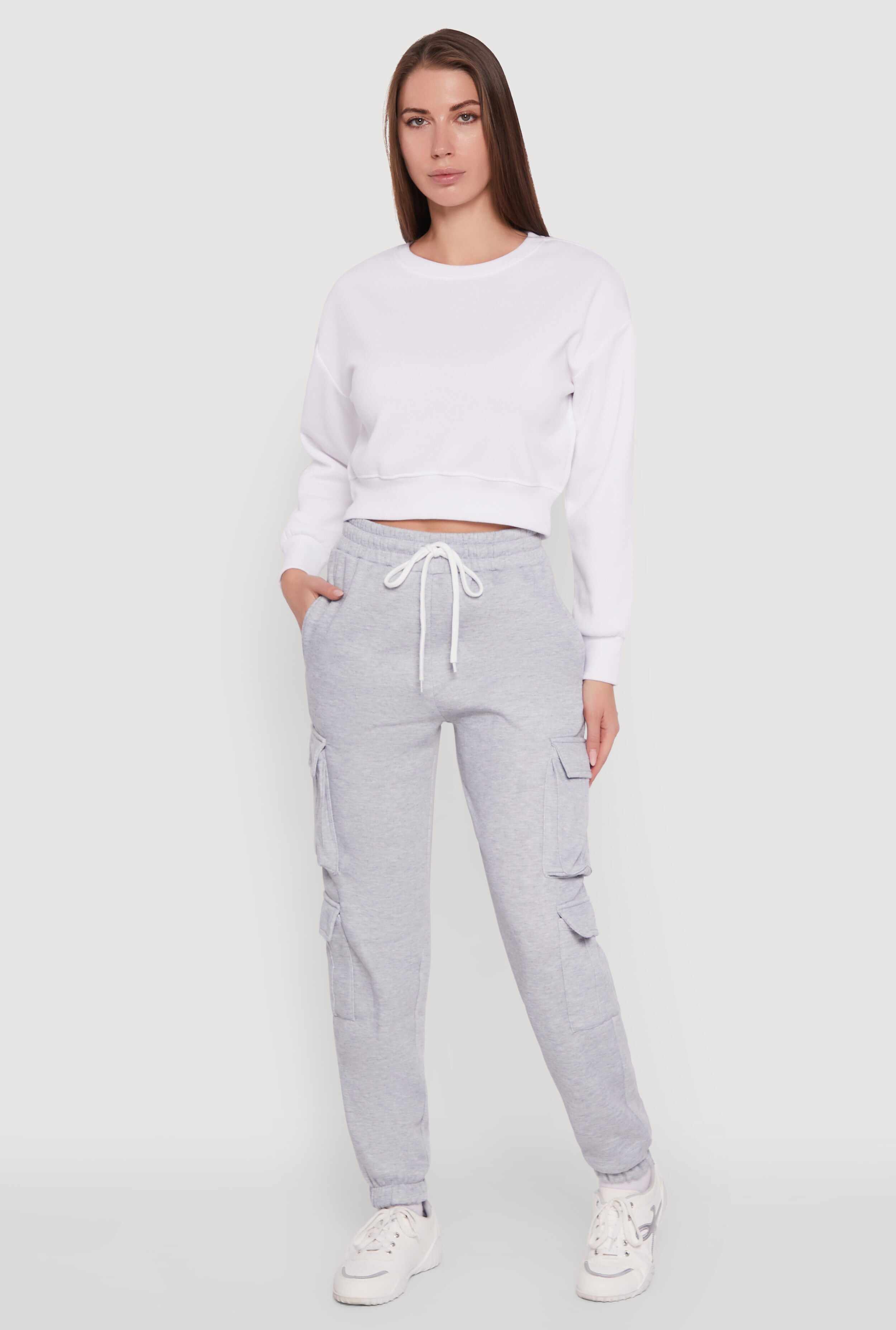 Drawstring High Waisted Cargo Pocket Sweatpants