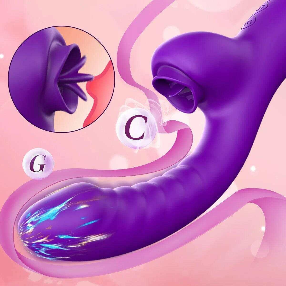 2-in-1 Licking Clitoris & G-Spot Vibrator for Women