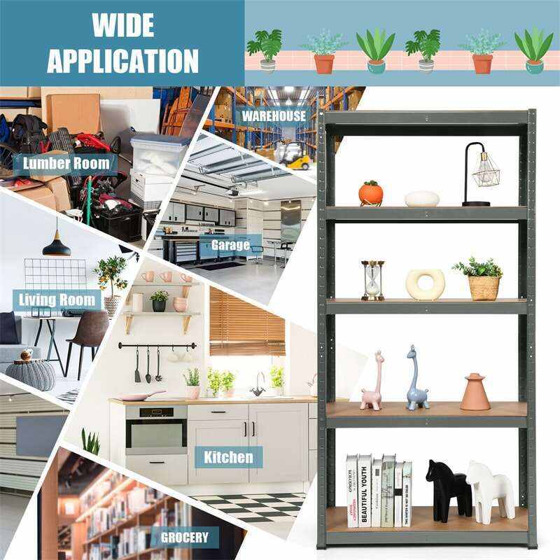72 Inch 5-Shelf Steel Garage Storage Rack Display Stand with Adjustable Shelves