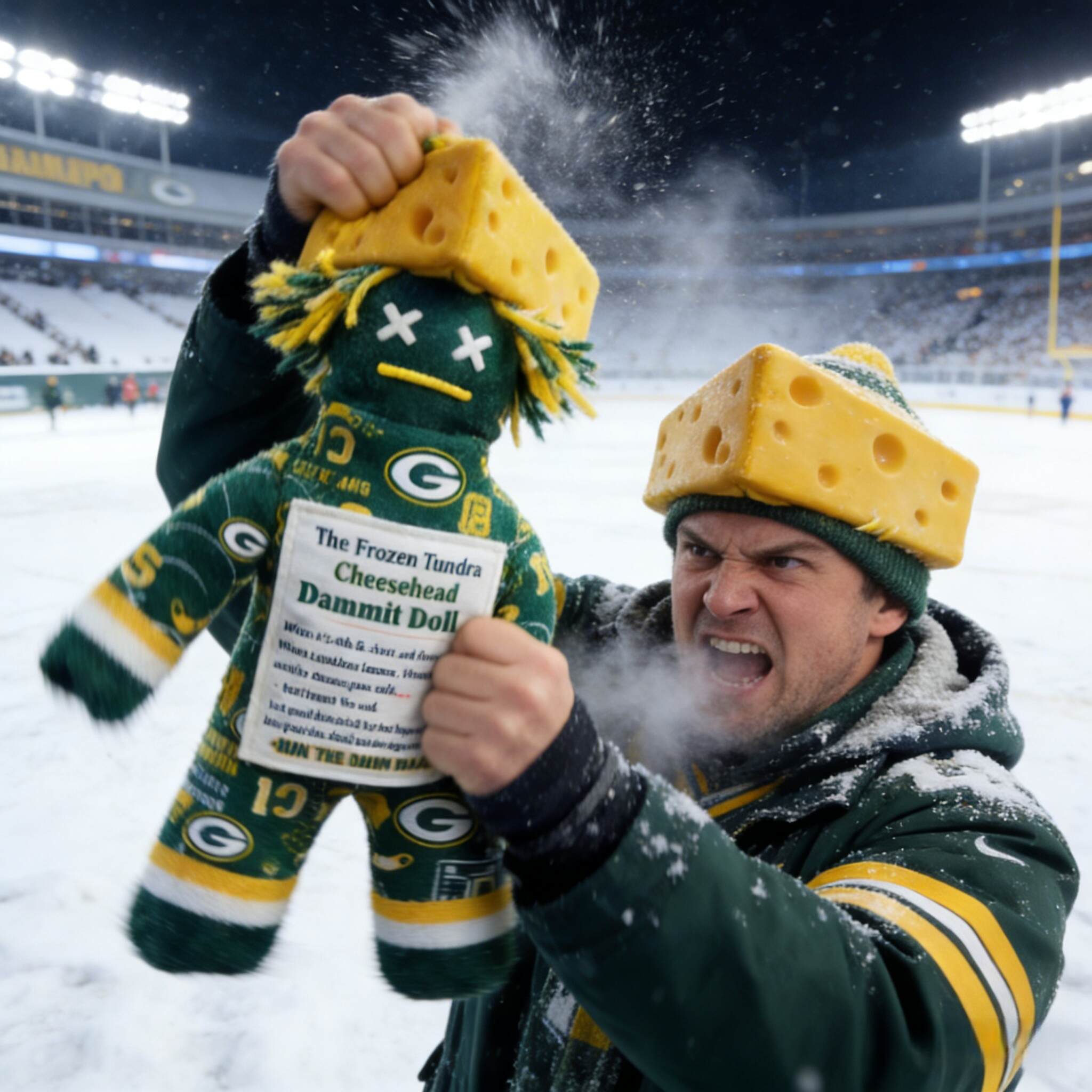 Green Bay Packers Cheesehead Game Day Dammit Doll