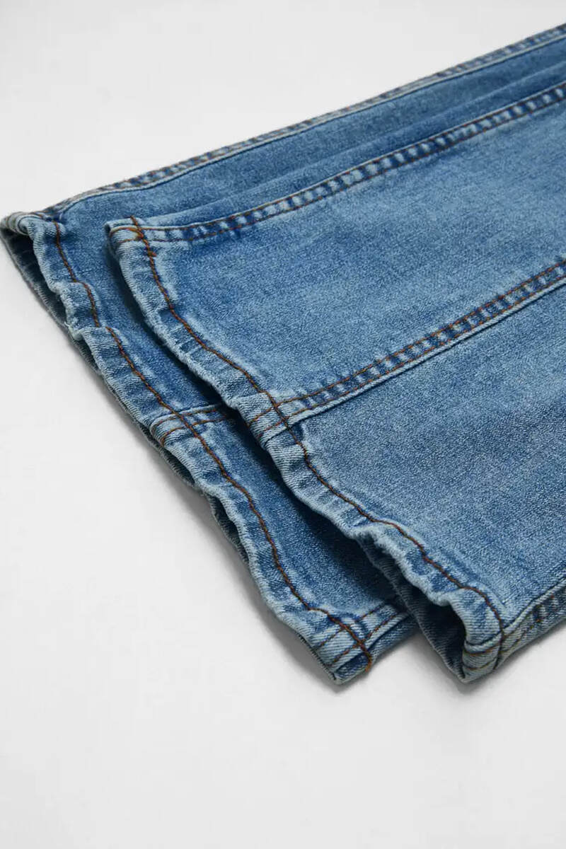Wash Contrast Stitch Low Waist Bootcut Jeans