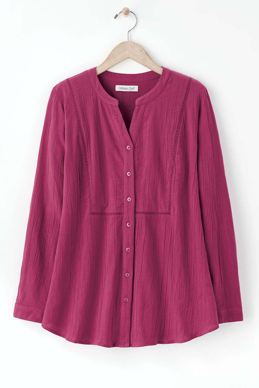 Crinkle Cotton Openwork Big Shirt