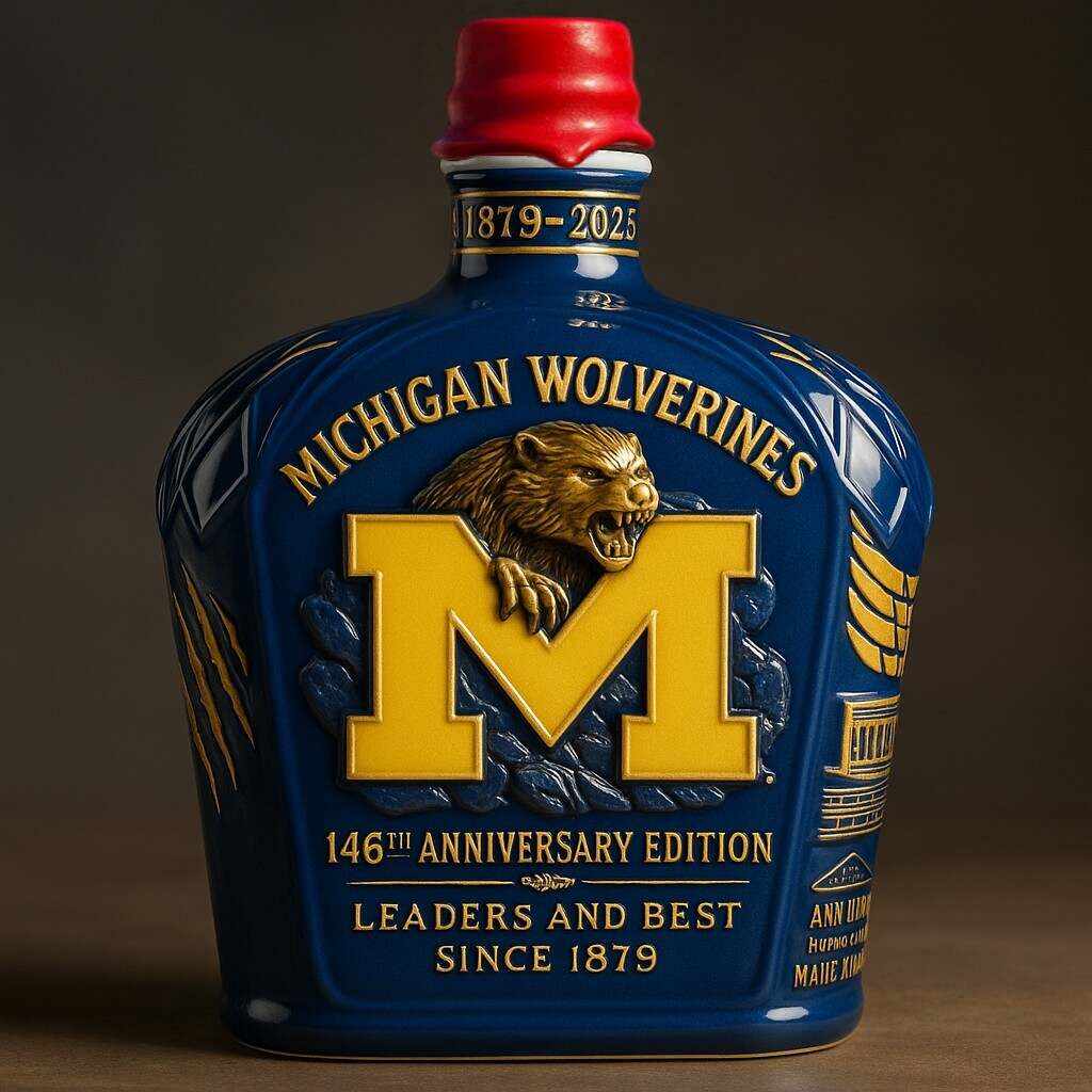 Michigan Wolverines 146th Anniversary Whiskey Bottle