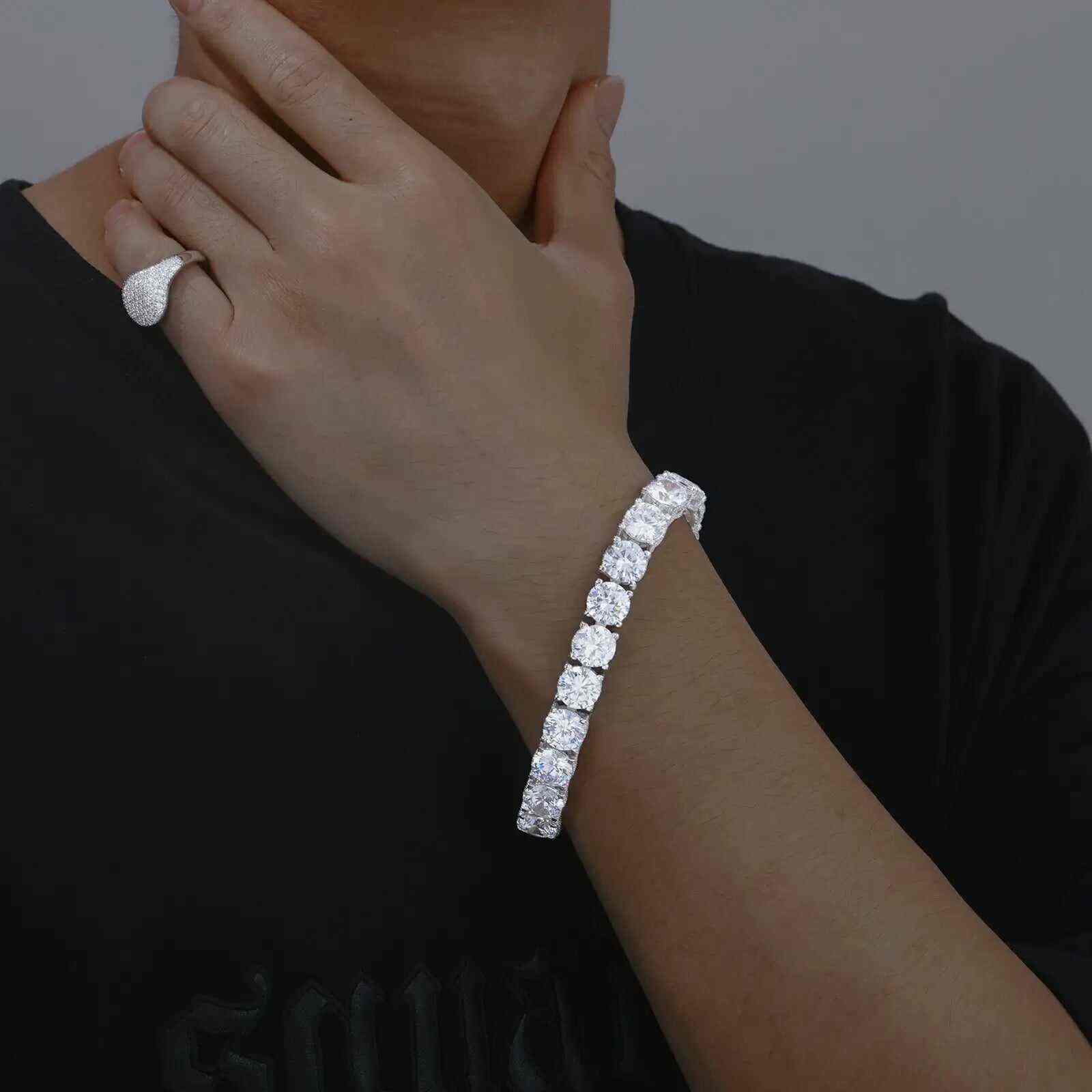 TestTest 10mm S925 Moissanite Iced Out Tennis Bracelet
