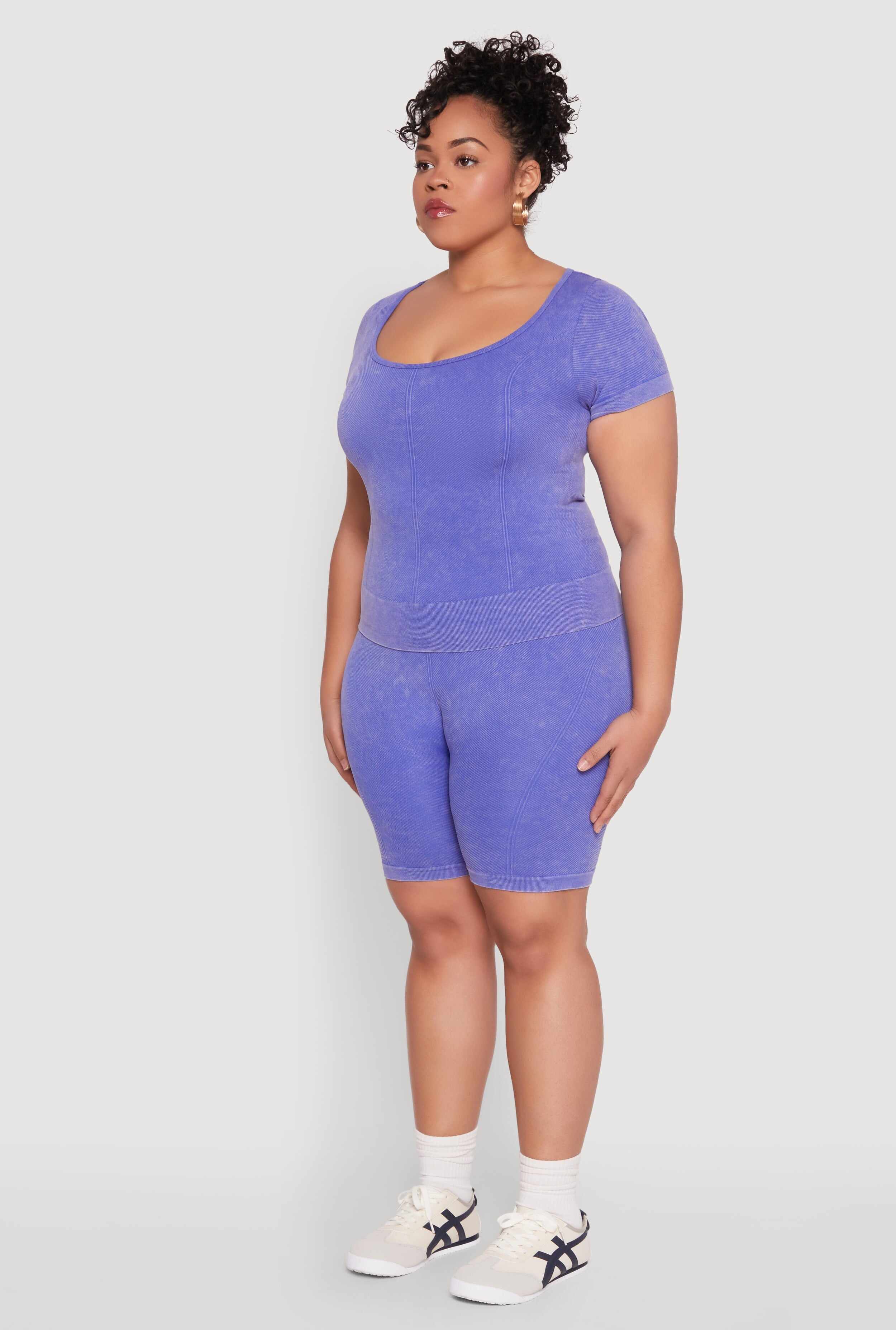 Plus Size Mineral Wash Scoop Neck Tee