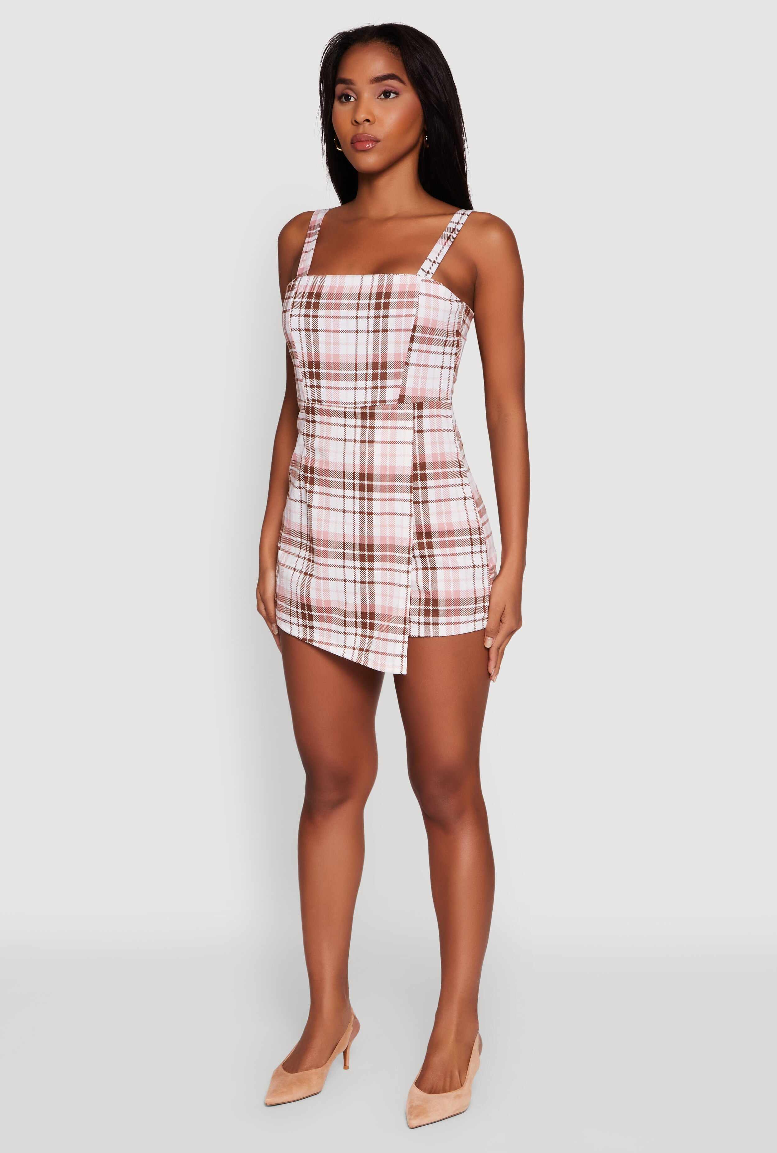 Plaid Sleeveless Romper