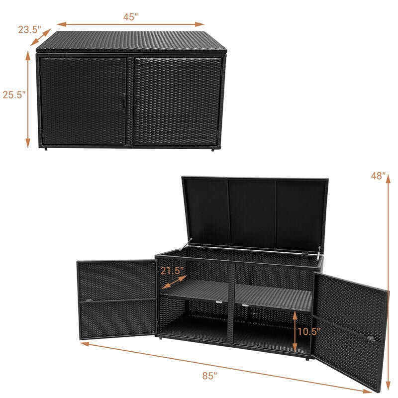 88 Gallon Rattan Deck Storage Box Patio Container