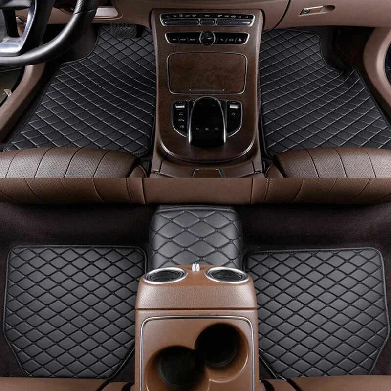 5-Piece Universal PU Leather Car Floor Mats - Waterproof Auto Interior Protection