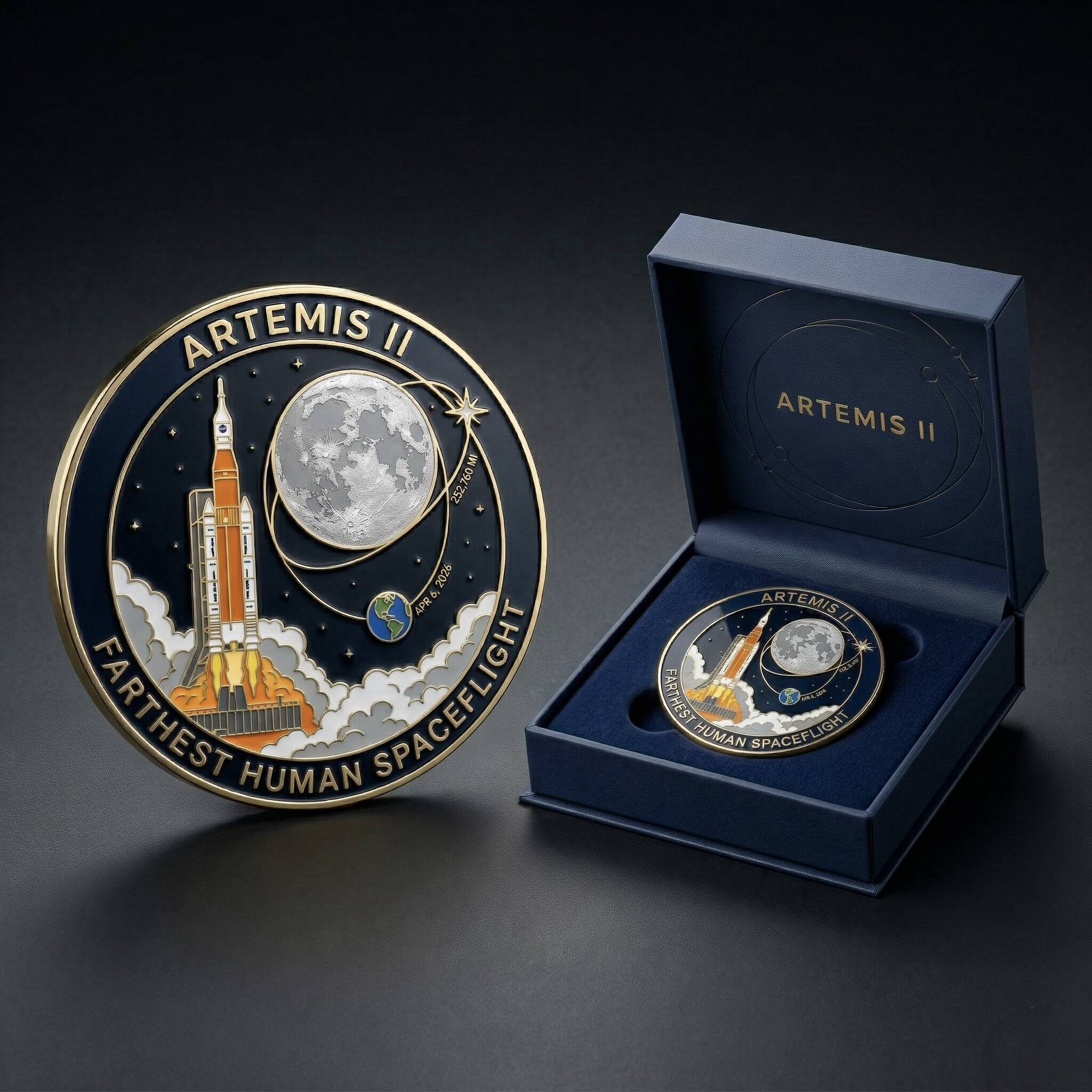 🌕 NASA Artemis II: Humanity’s Farthest Spaceflight — Commemorative Pin 🚀