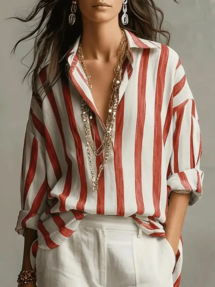 🔥Summer Arrivals🌟Cozy Striped Linen-cotton Shirt Top