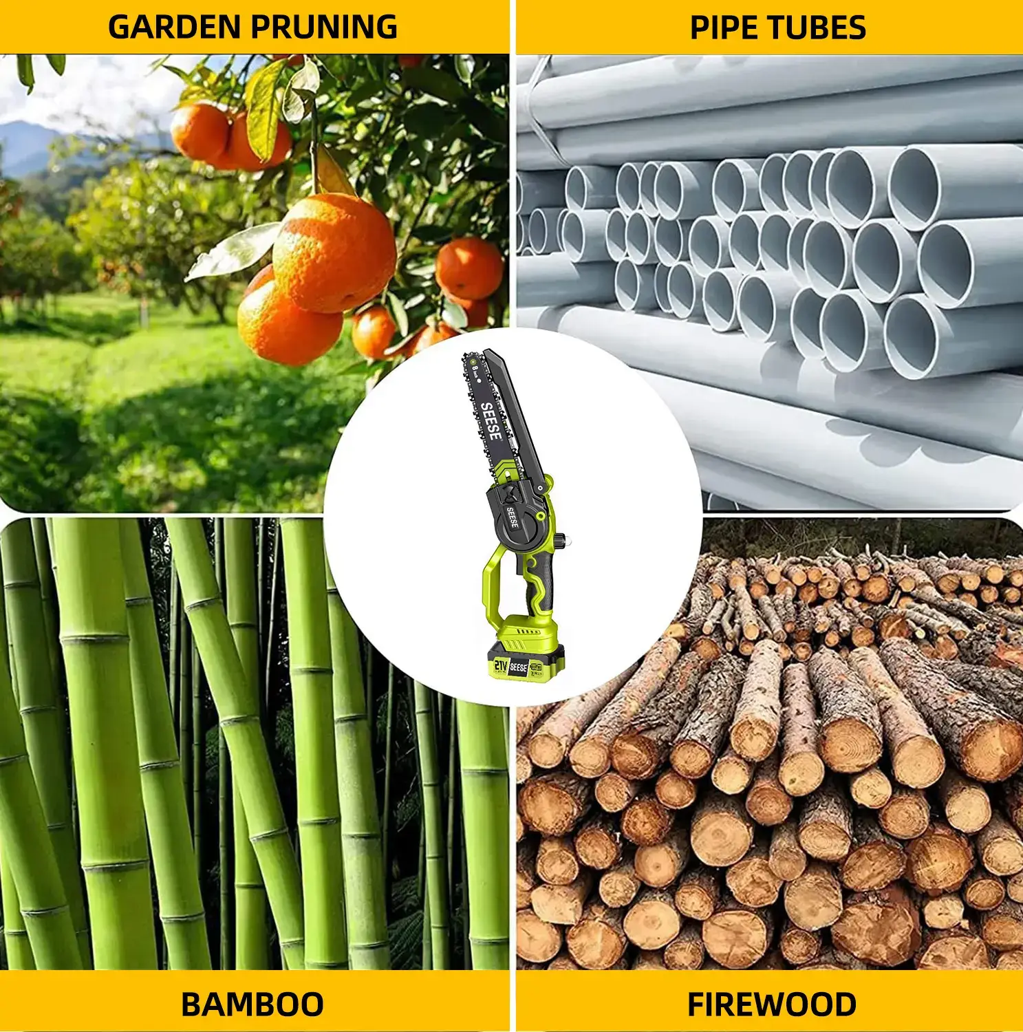 【FathersDayGift】 2 in 1 Mini Chainsaw with 2 x 21V Batteries, 8