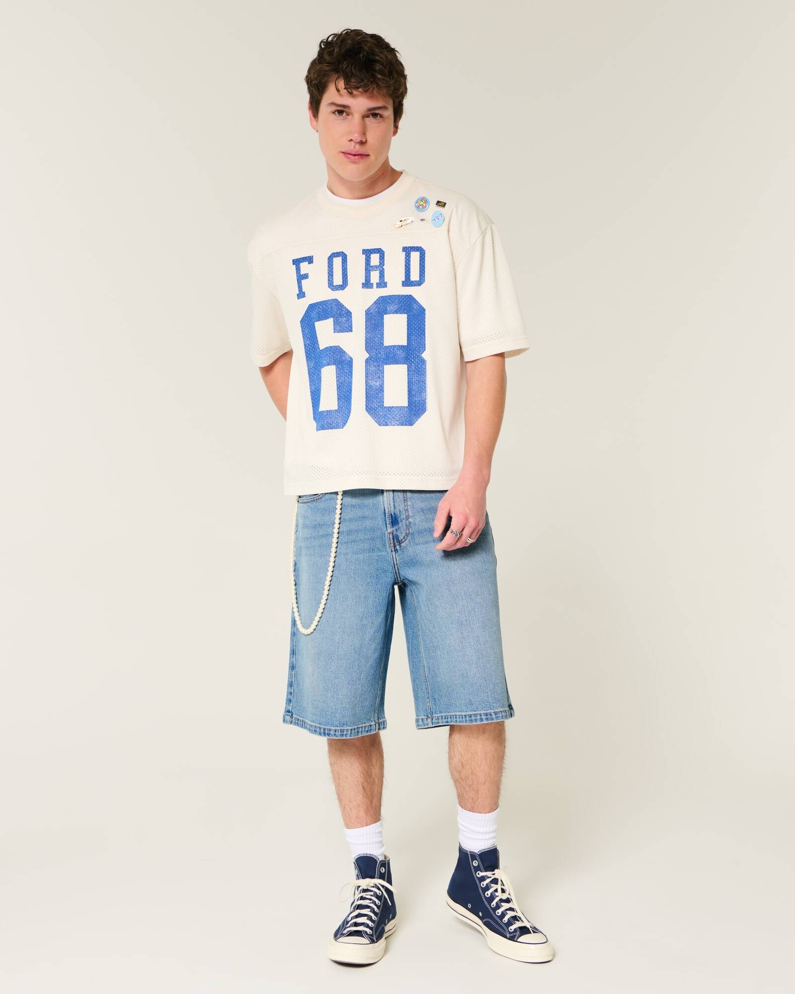 Washed Black Cat Graphic Super Baggy Denim Shorts