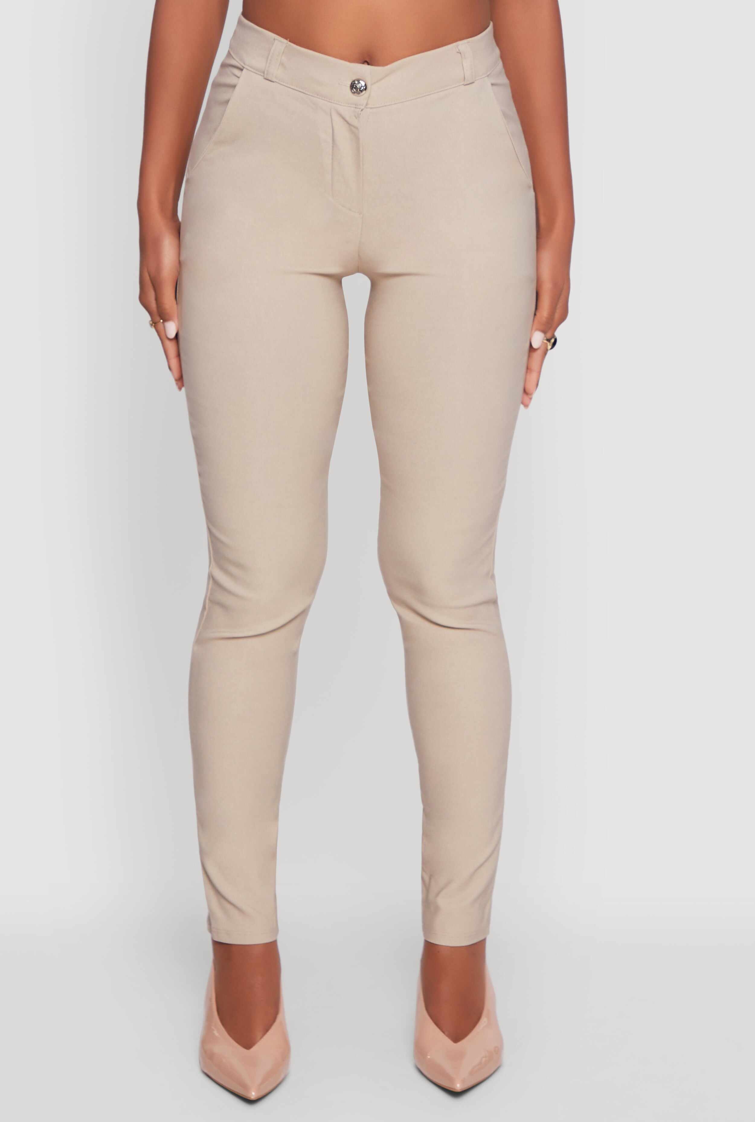 Stretchy High Waisted Skinny Leg Chinos