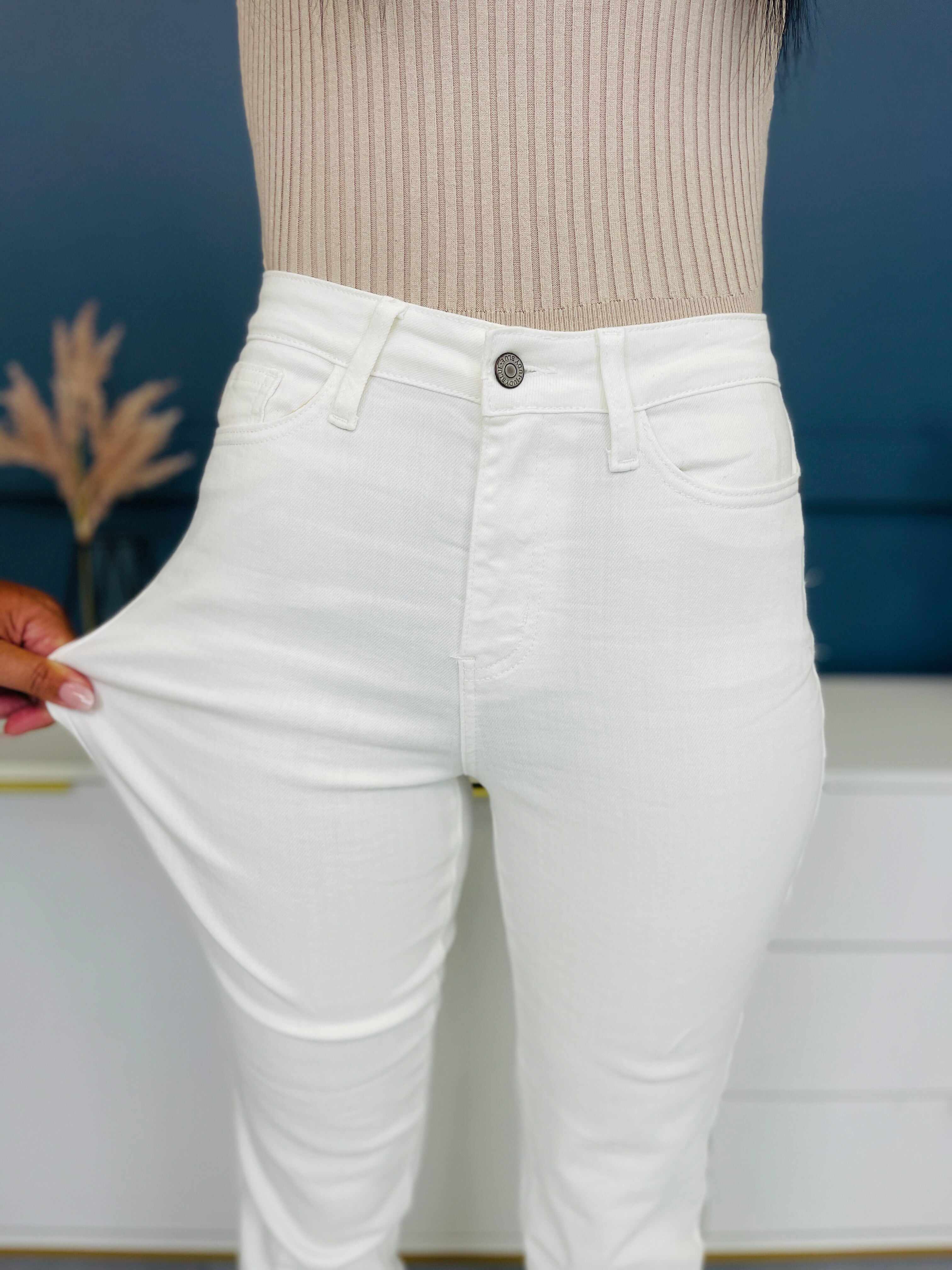 REG/CURVY Perfect Match White Double Cuff Boyfriend Jeans
