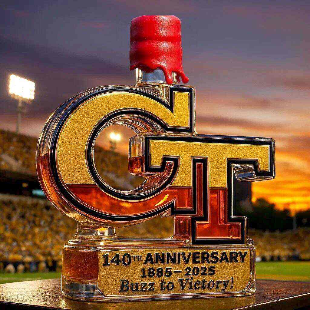 Georgia Tech Yellow Jackets 140th Anniversary Whiskey Bottle