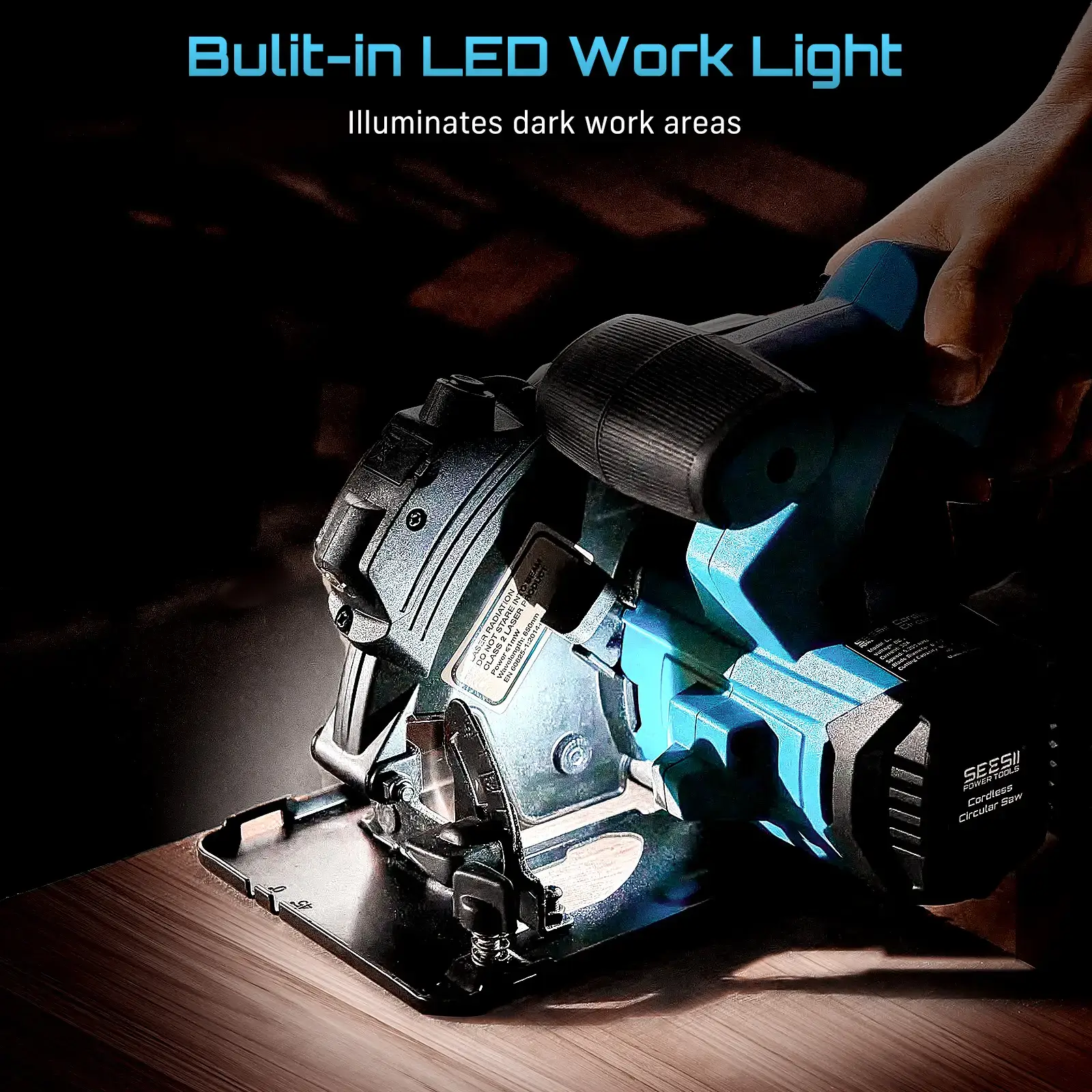 21V 6.5 Inch Cordless Circular Saw with Laser Guide & 2×4Ah Batteries