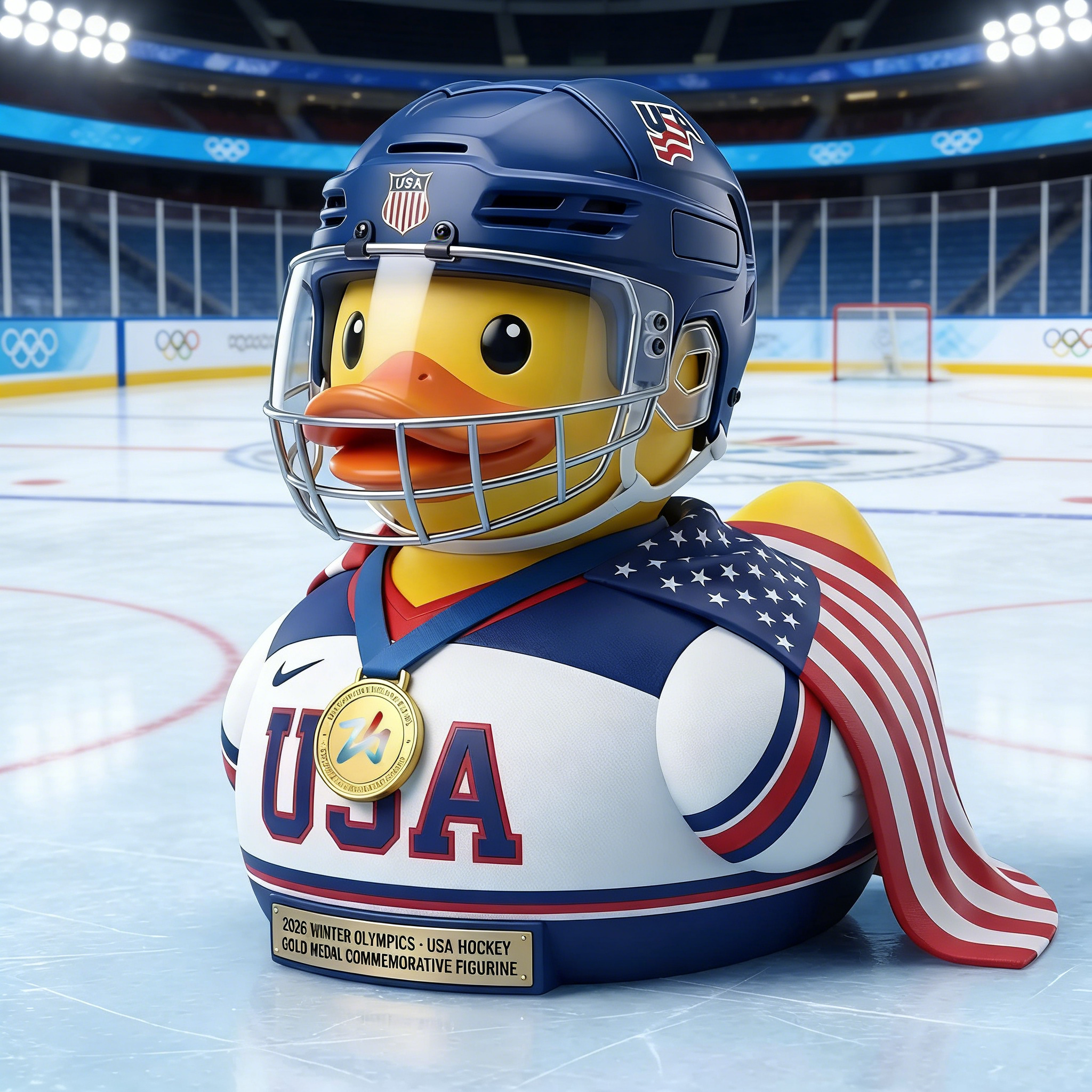 2026 Milan Olympics Team USA HOCKEY Gold Medal Commemorative Duck Figurine